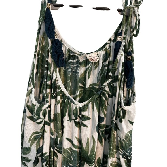 Beaches & Boho Midi Leaf Print Cover Up Dress Lightweight Size Medium Beach Chic - Picture 5 of 8